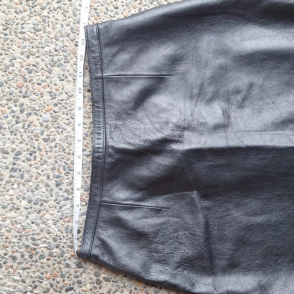 Vintage Pelle Studio x Wilsons Leather Black Leather Mini Skirt 10 Dark Academia - Picture 4 of 9